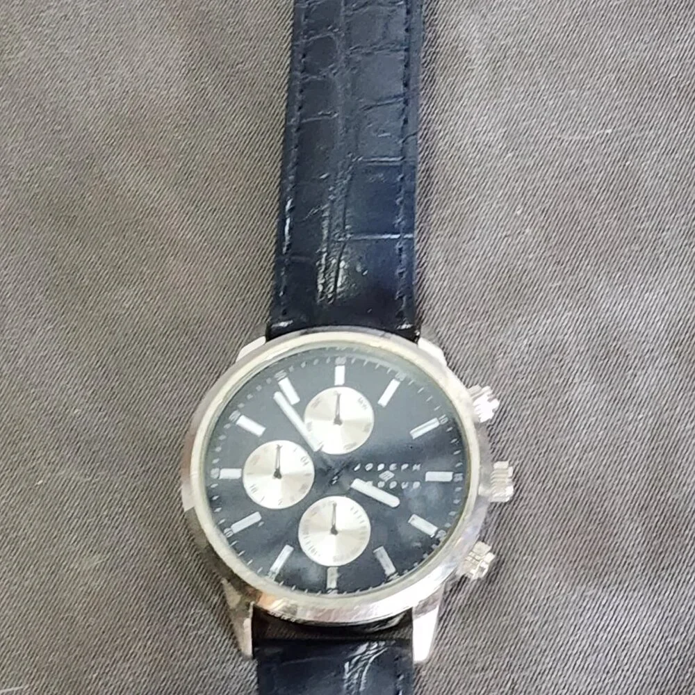 Joseph Abboud Navy Blue Three Dial Japan Movement AB/5042SV Vegan Leather Watch